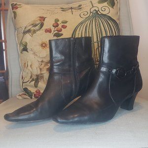 Black leather ankle boots